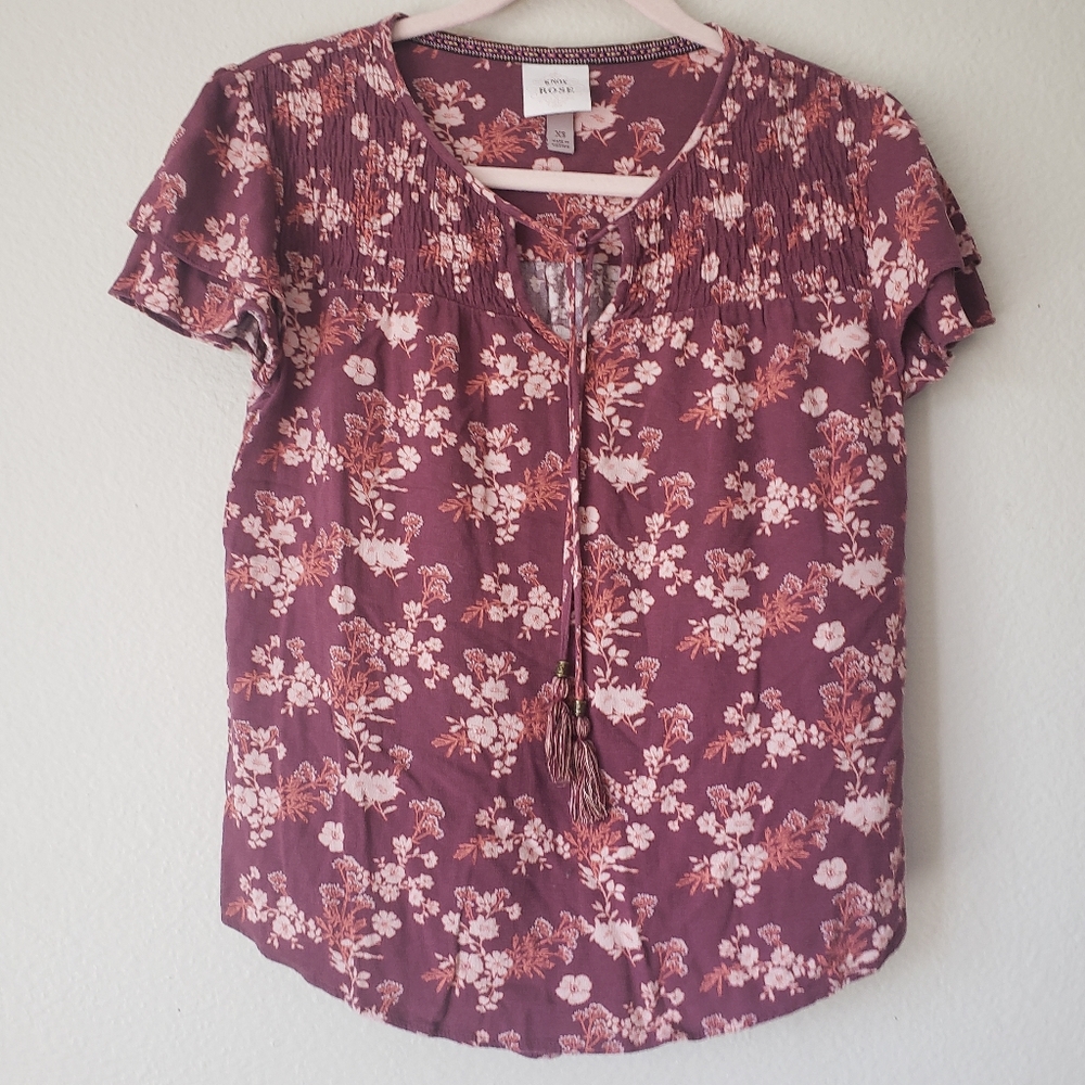 KNOX ROSE SHORT  SLEEVE FLORAL TOP